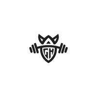 gh Linie Fitness Initiale Konzept mit hoch Qualität Logo Design vektor