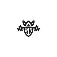 gv Linie Fitness Initiale Konzept mit hoch Qualität Logo Design vektor