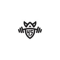 hs Linie Fitness Initiale Konzept mit hoch Qualität Logo Design vektor