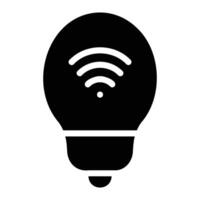 smart Glödlampa glyf ikon bakgrund vit vektor