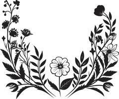 Mitternacht eingefärbt Garten Kante Blumen- Vektor Logo Design elegant Flora Umfang schwarz botanisch Symbol