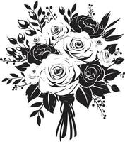 ätherisch Sträußchen Harmonie schwarz Vektor Design Eleganz im blühen schwarz Braut- Strauß Symbol