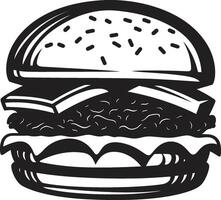 verlockend beißen schwarz Burger Symbol klassisch Burger Glanz einfarbig Symbol vektor