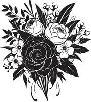 Blumen- Glanz einfarbig Strauß Symbol ätherisch Sträußchen Harmonie schwarz Vektor Symbol