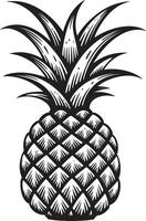 fruchtbar Eleganz Ananas ikonisch Emblem stilvoll tropisch berühren schwarz Vektor Symbol