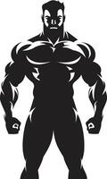 Graphit Blick voll Körper schwarz Logo definiert Dominanz Bodybuilder ikonisch Bild vektor