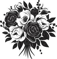 Braut- blühen Wesen schwarz Strauß Emblem Finesse im Blumen Braut- Strauß Logo Design vektor