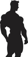 Silhouette von Leistung Bodybuilder ikonisch Glyphe Kohlenstoff Schnitt voll Körper schwarz Vektor Logo Design