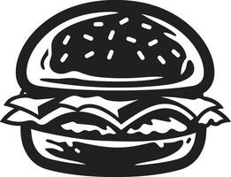 Burger Rätsel Vektor schwarz Logo Gourmet Geschmack schwarz Vektor Emblem