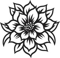 ätherisch Blume Eindruck emblematisch Design Singular blühen Vektor schwarz Symbol
