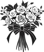 blommig strålglans svartvit bukett ikon eterisk bukett harmoni svart vektor symbol