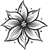 konstnärlig kronblad intryck svart logotyp minimalistisk blomma vektor ikoniska symbol