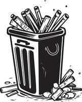 Stummel es aus Symbol schwarz Müll Behälter Emblem entsorgt Gewohnheit warnen Nein Rauchen Vektor