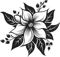 eterisk blomma vektor svart symbol elegant blommig ikon svartvit emblem mark