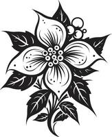 botanisch Eleganz schwarz Vektor Symbol anmutig blühen Element einfarbig Detail