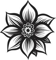 elegant kronblad ikon ikoniska emblem detalj chic svartvit blomma design vektor detalj