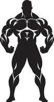 Ebenholz Emblem voll Körper schwarz Vektor Symbol Tinte und Eisen Bodybuilder ikonisch Vektor Silhouette