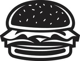 fräsande frestelse burger emblem chic burger glädje svart vektor ikon