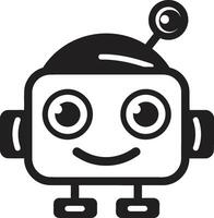 wunderlich Technik Kumpel süß schwarz ai Vektor Symbol Mini Wunder Gespräche klein Roboter Logo Glyphe