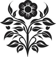 elegant blommig element vektor emblem detalj chic svartvit blomma ikoniska symbol detalj