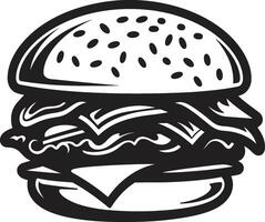 herrlich Burger schwarz Vektor Emblem saftig beißen einfarbig Burger Symbol