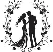 klassisch Garten Romantik ikonisch schwarz Logo anmutig Hochzeit blüht stilvoll emblematisch Detail vektor