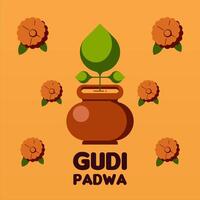 Lycklig Gudi Padwa webb baner bakgrund illustration vektor