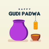 Lycklig Gudi Padwa webb baner bakgrund illustration vektor