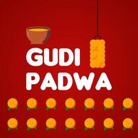 Lycklig Gudi Padwa webb baner bakgrund illustration vektor