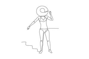ein Frau Sonnenbaden mit ein Flotation Gerät vektor