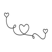 kontinuerlig ett linje teckning av hjärta formad kärlek och hjärtans dag begrepp linje konst illustration vektor