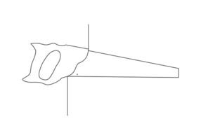 Hand sah im kontinuierlich Linie Zeichnung. einer Linie Zeichnung Hintergrund. Vektor Illustration. Säge kontinuierlich Linie Symbol