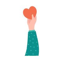 hjärta innehav förbi olika händer. vektor illustration begrepp för delning kärlek, portion andra, välgörenhet stöds förbi global gemenskap.