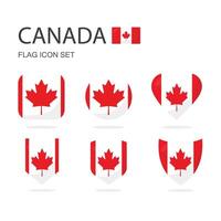 kanada 3d flagga ikoner av 6 former Allt isolerat på vit bakgrund. vektor