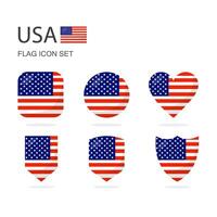 USA 3d flagga ikoner av 6 former Allt isolerat på vit bakgrund. vektor