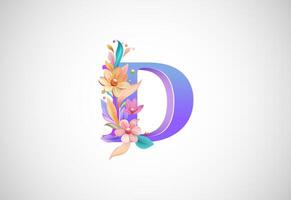 Blumen- Alphabet d. Logo zum Hochzeit Einladungen, Gruß Karte, Geburtstag, Logo, Poster andere Ideen vektor