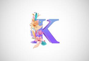 Blumen- Alphabet k. Logo zum Hochzeit Einladungen, Gruß Karte, Geburtstag, Logo, Poster andere Ideen vektor