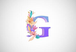 Blumen- Alphabet g. Logo zum Hochzeit Einladungen, Gruß Karte, Geburtstag, Logo, Poster andere Ideen vektor