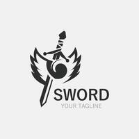 Schwert Jahrgang Logo Design. Illustration Schwert Element, können Sein benutzt wie Logo, Symbol, Vorlage Mantel von Waffen Konzept vektor