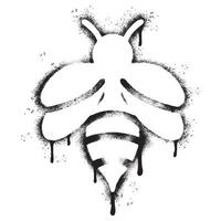 sprühen gemalt Graffiti Biene Symbol gesprüht isoliert mit ein Weiß Hintergrund. Graffiti Biene Symbol mit Über sprühen im schwarz Über Weiß. Vektor Illustration.