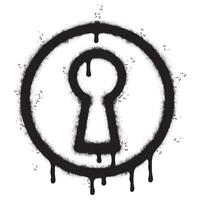 sprühen gemalt Graffiti Schlüsselloch Gliederung Symbol gesprüht isoliert mit ein Weiß Hintergrund. Graffiti Schlüsselloch Gliederung Symbol mit Über sprühen im schwarz Über Weiß. Vektor Illustration.