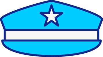 Militär- Hut Blau gefüllt Symbol vektor