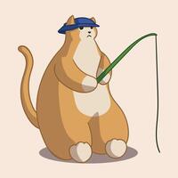 fiske katt söt illustration vektor tecknad serie logotyp