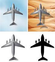Flygplan som flyger över två olika bakgrunder vektor