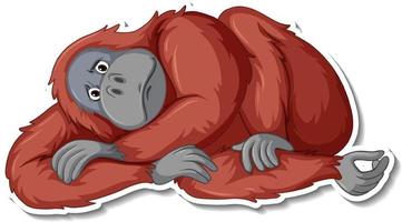 ledsen orangutang djur tecknad klistermärke vektor