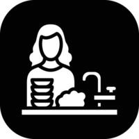 kvinna tvättning maträtter vektor ikon