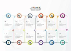 quadratische Infografik mit 12 Schritten. vektor