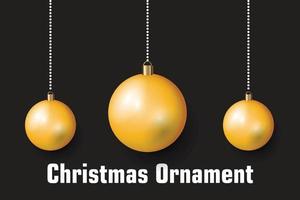 goldener Weihnachtsschmuck mit schwarzem Hintergrund vektor