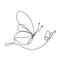 kontinuierlich einer Linie Zeichnung von fliegend abstrakt Schmetterling und Schmetterling Gliederung Vektor Illustration.