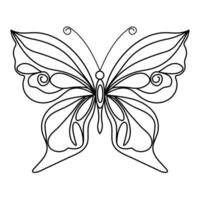kontinuerlig ett linje teckning av flygande abstrakt fjäril och fjäril översikt vektor illustration.